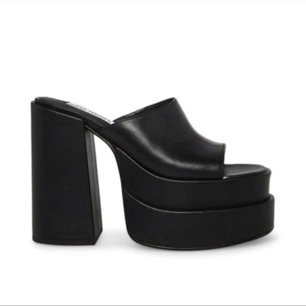 Steve Madden Cagey Black Double Platform Heels New With Box Womans Sizes Viral - Picture 2 of 6